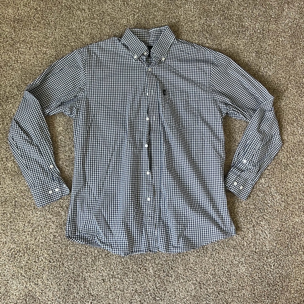 Men's Texas Standard Navy and White Checkered Shirt